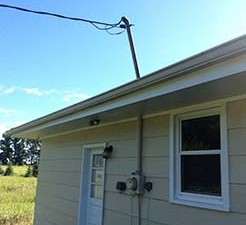 Sheboygan and Manitowoc WI Residential Home Inspection - Main power mast bent by storm